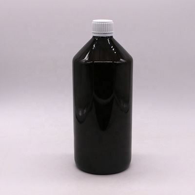 Dark Brown Translucent PET 1000ml Liquid Medicine Bottle with 28mm Tamper Proof Cap