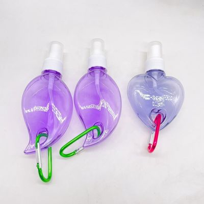 PET Heart / Leaf Shape Plastic Spray Bottle with Hanging Key Chain Collar Material PET
