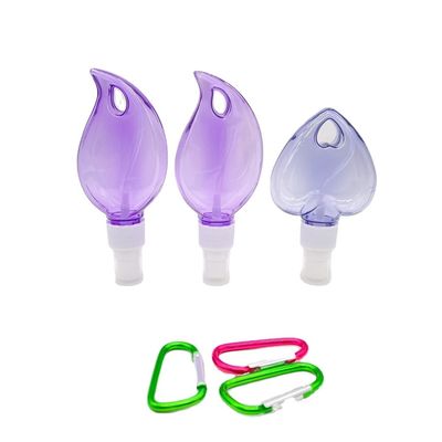 PET Heart / Leaf Shape Plastic Spray Bottle with Hanging Key Chain Collar Material PET