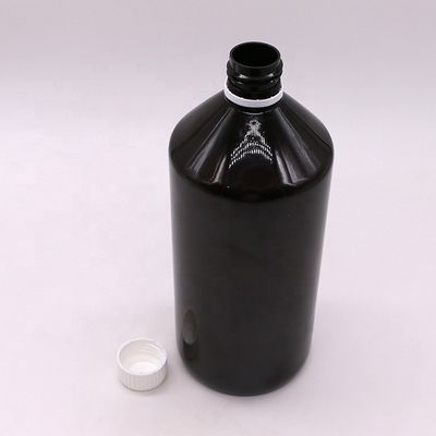 Liquid Medicine 1000ml Dark Brown Translucent PET Plastic Bottle with Tamper Proof Cap