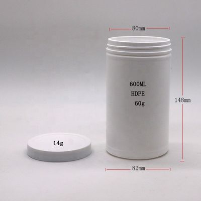 600mL 20oz PET Empty HDPE Straight Round Plastic Powder Medicine Containers with Screw Cap