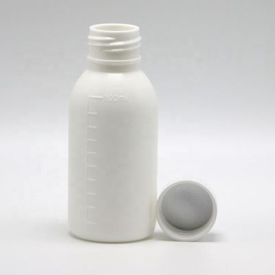 30mL/50mL/100mL PP White Liquid Medicine Bottle with Scaled Body and Screen Printing