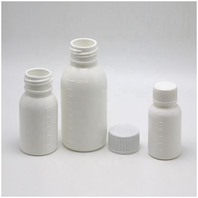 30mL/50mL/100mL PP White Liquid Medicine Bottle with Scaled Body and Screen Printing