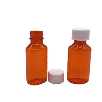 Accurate Dosage 2OZ Plastic Medicine Bottle with Child Resistant Cap and Measurement Scale