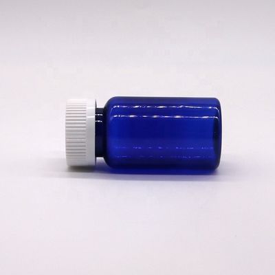 2OZ/60ml/CC Blue Plastic Capsule Bottle with Screw Cap PET Material 32mm Neck Size