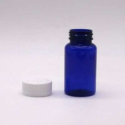 2OZ/60ml/CC Blue Plastic Capsule Bottle with Screw Cap PET Material 32mm Neck Size