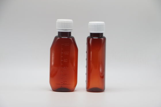 SCREW CAP 120mL Amber Oval Pharmacy Container with Child Safety Cap and Maple Syrup