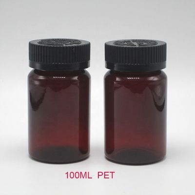 2OZ 60ML PET Amber Black Plastic Bottle with CRC Lid for Medicine Supplement Packaging