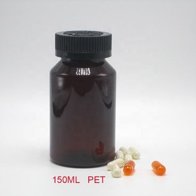 2OZ 60ML PET Amber Black Plastic Bottle with CRC Lid for Medicine Supplement Packaging