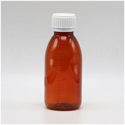 120mL Amber Oval Prescription Bottle Child Safety Cap PET Material for Maple Syrup