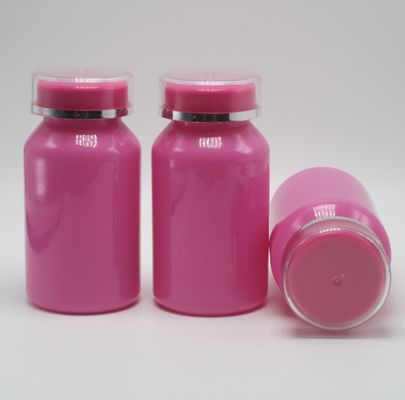 Customized Size PET Collar 120ml Bright Plastic Medicinal Bottle with Two Layer PS Cap