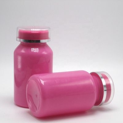 Customized Size PET Collar 120ml Bright Plastic Medicinal Bottle with Two Layer PS Cap