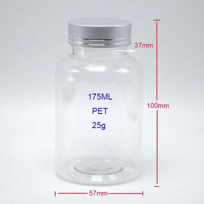 PET Plastic Bottle Boston Round White/Transparent Medicine Containers with Child Resistant Lids