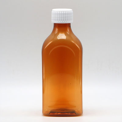 Screw Cap 240ml PET Oral Liquid Flat Square Bottle for Child Safety and Medical Liquid