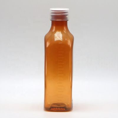 Screw Cap 240ml PET Oral Liquid Flat Square Bottle for Child Safety and Medical Liquid