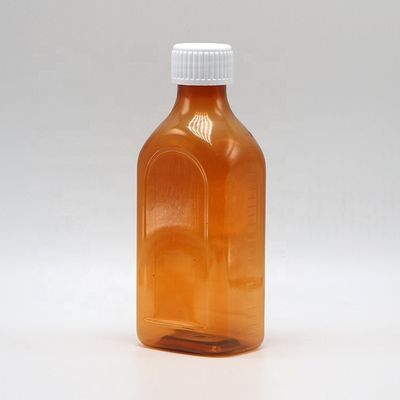 Screw Cap 240ml PET Oral Liquid Flat Square Bottle for Child Safety and Medical Liquid