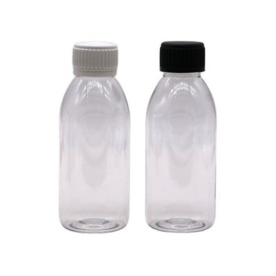 150ml PET Oval Amber Prescription Pharmacy Liquid Medicine Scaled Container with Lid