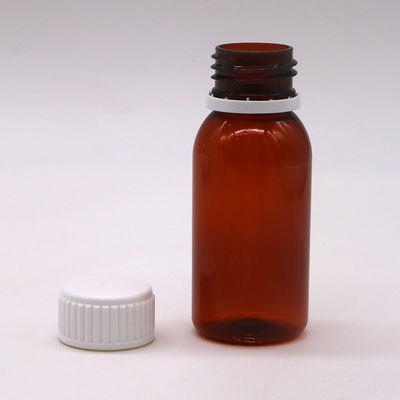 60ml Round Amber Prescription Pharmacy PET Liquid Medicine Scaled Container with Lid