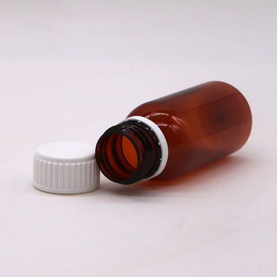60ml Round Amber Prescription Pharmacy PET Liquid Medicine Scaled Container with Lid