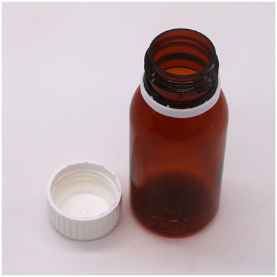 60ml Round Amber Prescription Pharmacy PET Liquid Medicine Scaled Container with Lid