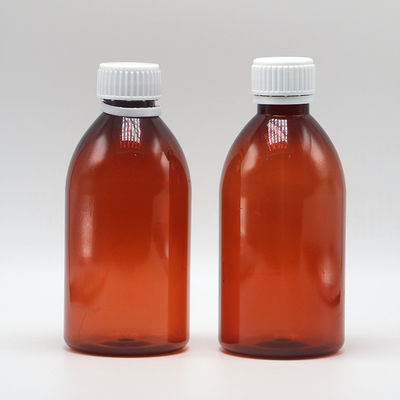250ml Round Amber Prescription Pharmacy PET Liquid Medicine Scaled Container with Lid