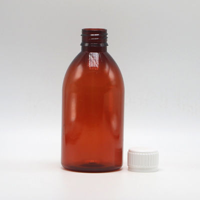 250ml Round Amber Prescription Pharmacy PET Liquid Medicine Scaled Container with Lid