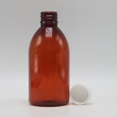 250ml Round Amber Prescription Pharmacy PET Liquid Medicine Scaled Container with Lid