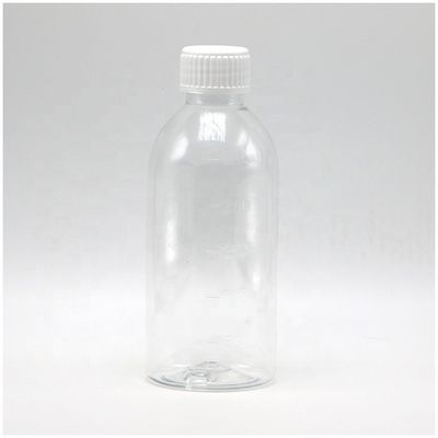 250ml Round Amber Prescription Pharmacy PET Liquid Medicine Scaled Container with Lid
