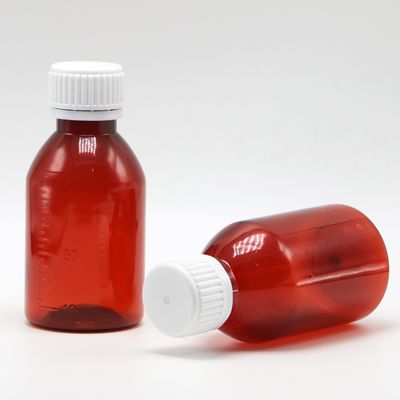 Customized Logo Pharmaceutical Grade 100ml PET Cough Syrup Bottle with Screw Cap