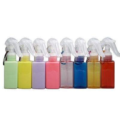 Screen Printing 100ml PET Square Shape Trigger Sprayer Bottle with Portable Mental Hook