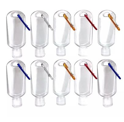 Clear 50mL PET Hand Wash Container Portable Refillable Empty Travel Squeeze Bottle with Hook