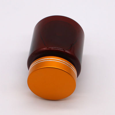 PET 100cc Amber/Brown Round Shape Plastic Bottle with Aluminum Caps for Capsule/Pill
