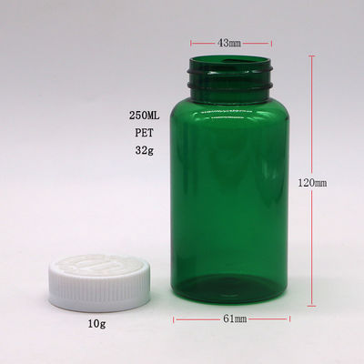 Child Resistant Lids PET Pill Containers for Pharmacy Medicine Organization 250mL