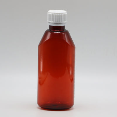 200ml Oval Amber Prescription Pharmacy PET Liquid Medicine Container with Lid and Scale