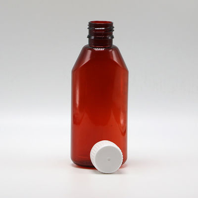 200ml Oval Amber Prescription Pharmacy PET Liquid Medicine Container with Lid and Scale