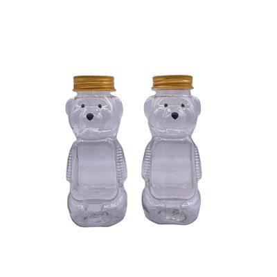 Food Grade Bear Shape 200ml Plastic Beverage Bottle with Aluminum Screw Cap