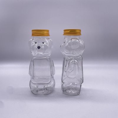 Food Grade Bear Shape 200ml Plastic Beverage Bottle with Aluminum Screw Cap