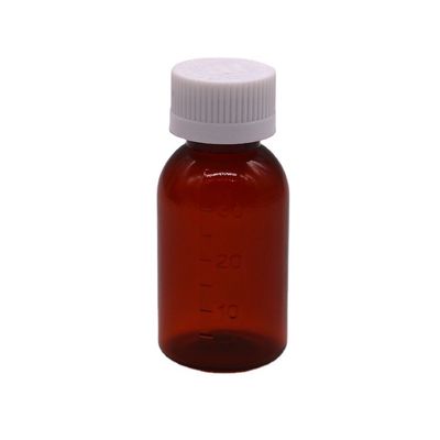 30ml PET Amber Plastic Syrup Liquid Bottle with Tamper Proof Screw Cap Body Material PET