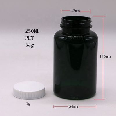 250ML Customizable PET Medical Plastic Bottle for Pill Capsule in Matte/Frosted Color