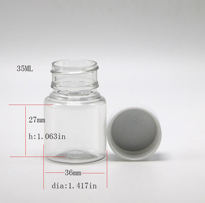 Medicinal Packaging 35ML PET Small Plastic Pill Bottle with Customizable Color Caps