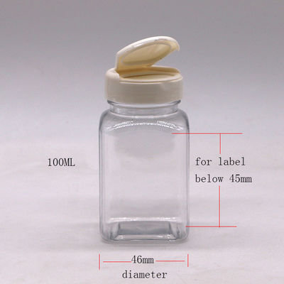 Medicine Bottle 100ml PET Square Plastic Bottle with Custom Colour and Various Lids
