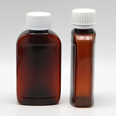 100cc PET Amber/Orange Maple Cough Syrup Bottle with CRC Cap and Heat Seal Free Samples