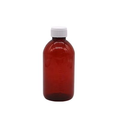 250ml Amber PET Liquid Medicine Bottle with Screw Cap and Pharmacy Medicine Container