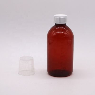 250ml Amber PET Liquid Medicine Bottle with Screw Cap and Pharmacy Medicine Container