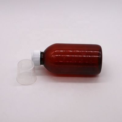 250ml Amber PET Liquid Medicine Bottle with Screw Cap and Pharmacy Medicine Container