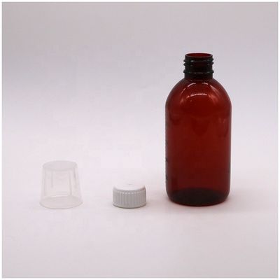 250ml Amber PET Liquid Medicine Bottle with Screw Cap and Pharmacy Medicine Container