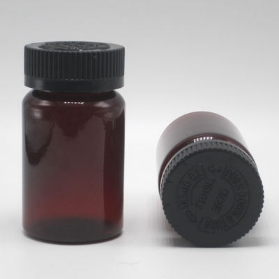 100ML PET Amber Plastic Pill/Vitamin/Capsule Bottle with Child Safety Cover and Screw Cap