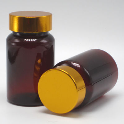 100ML PET Amber Plastic Pill/Vitamin/Capsule Bottle with Child Safety Cover and Screw Cap