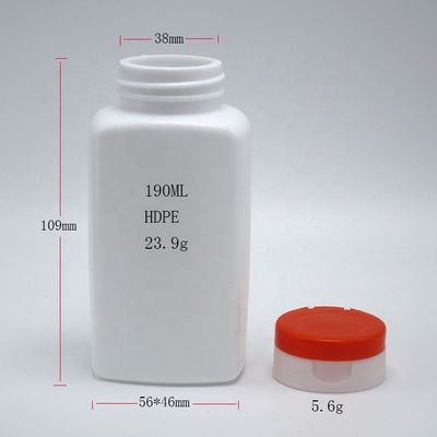 Screen Printing 190ml HDPE Square Shape Plastic Bottle for Medicine Supplement Holder