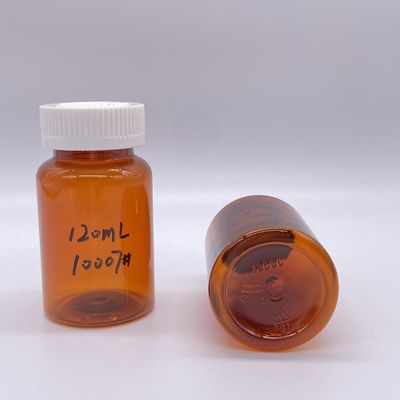 Amber Color 120ml PET Bottle with White Screw Cap/ Child Resistant Cap 2780 pcs
